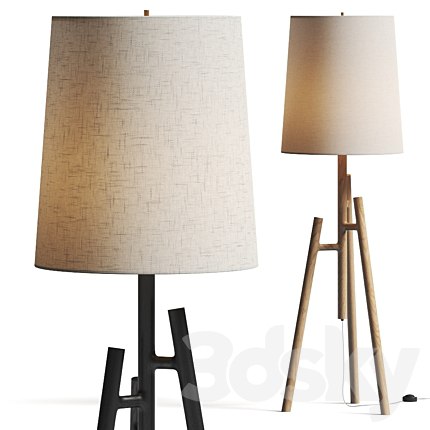 Crate and Barrel Lockeland Walnut Tripod Floor Lamp