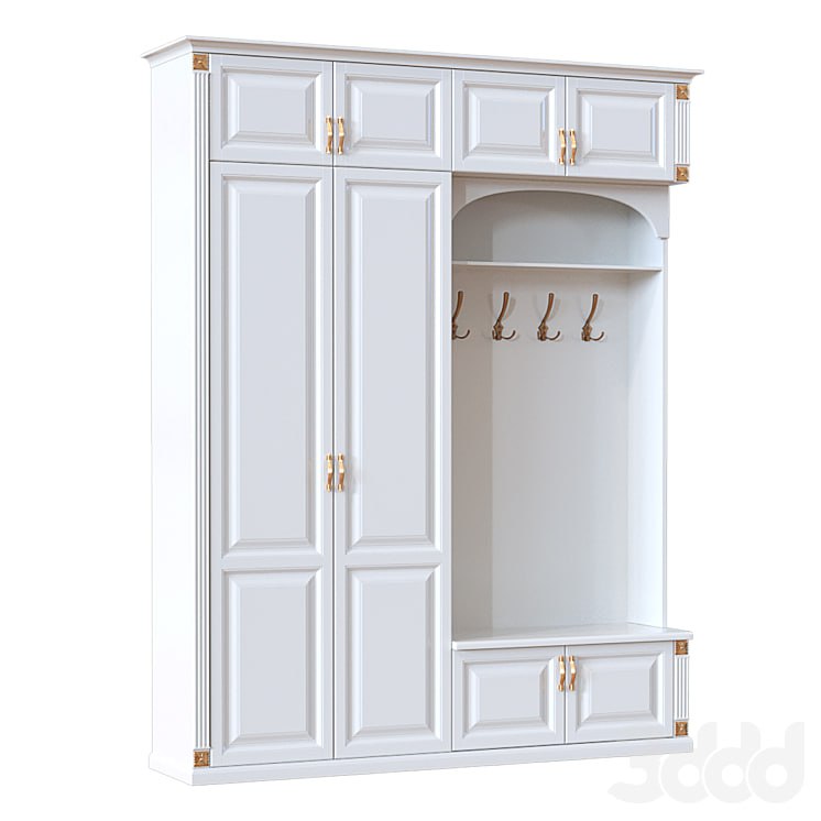 White hallway with a mirror