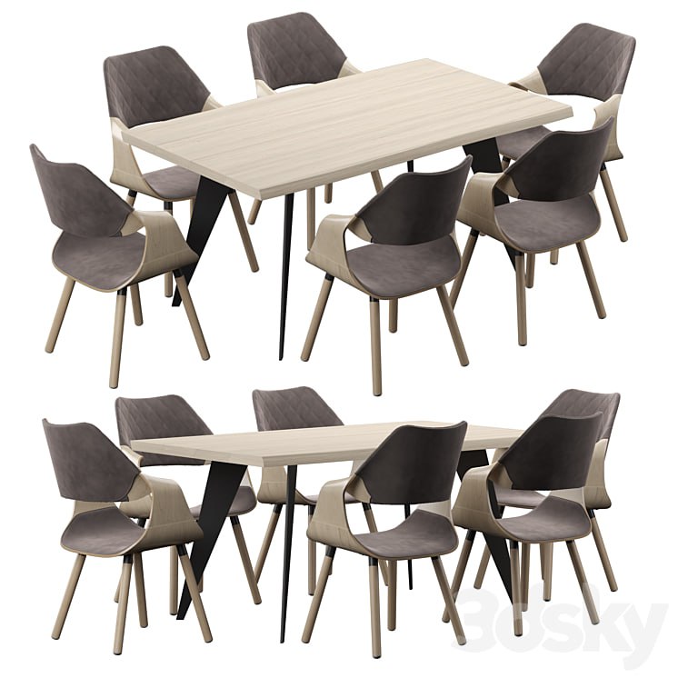 Nack table and Halmar K396 Chair (light oak / gray)