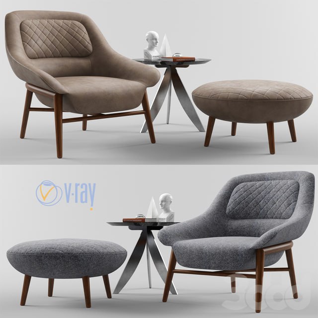 Gilliam Armchair & Ottoman Set By Minotti