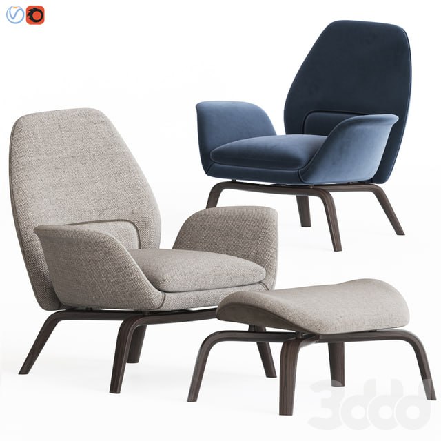 Gilliam Armchair & Ottoman Set By Minotti