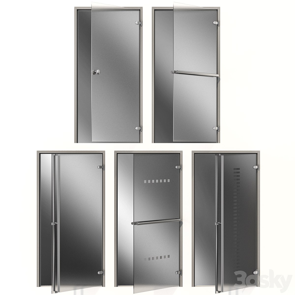 Glass metal swing door