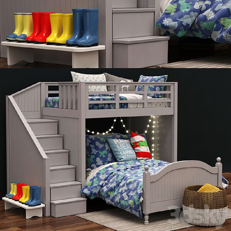 Catalina Stair Loft Bed & Lower Bed Set by Pottery Barn Kids