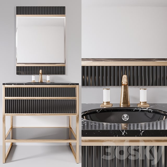 Academy nero marquinia black glass Console by Oasis Group