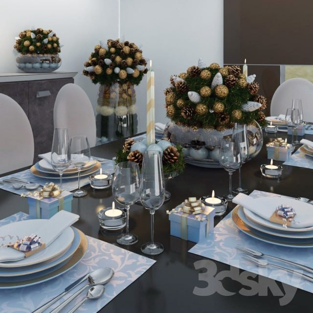 Christmas decorations and serving