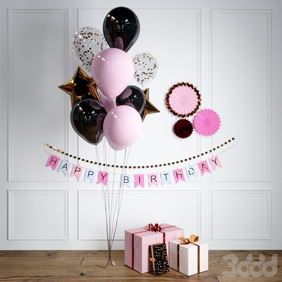 A set of gifts and balls