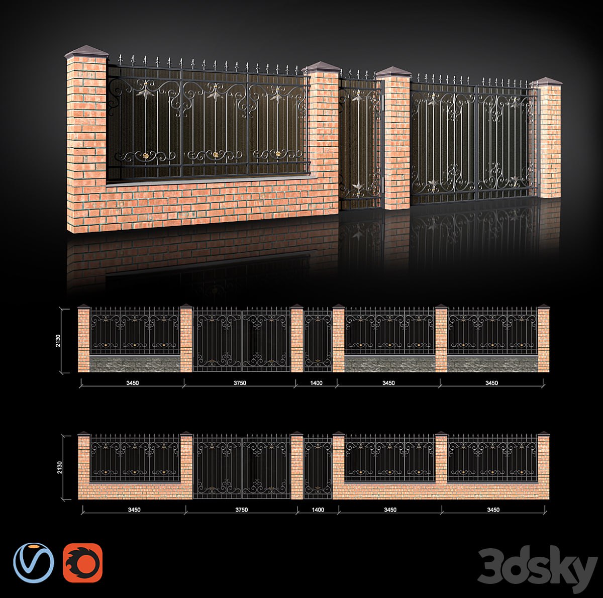 Fence with gates and wicket