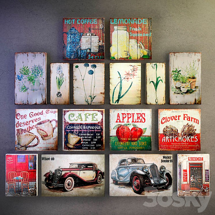 Collection 3: interior plate (decorative sign, wooden panels, wood poster)