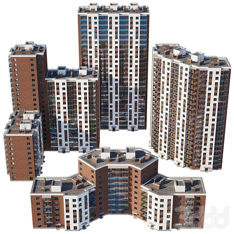 Set of multi-storey buildings -rise