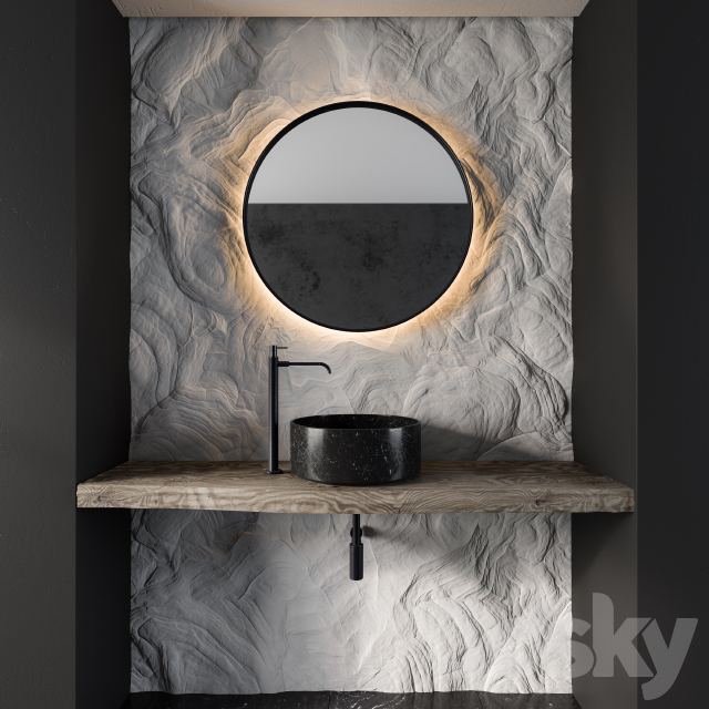 Bathroom Furniture Gray Rock Wall