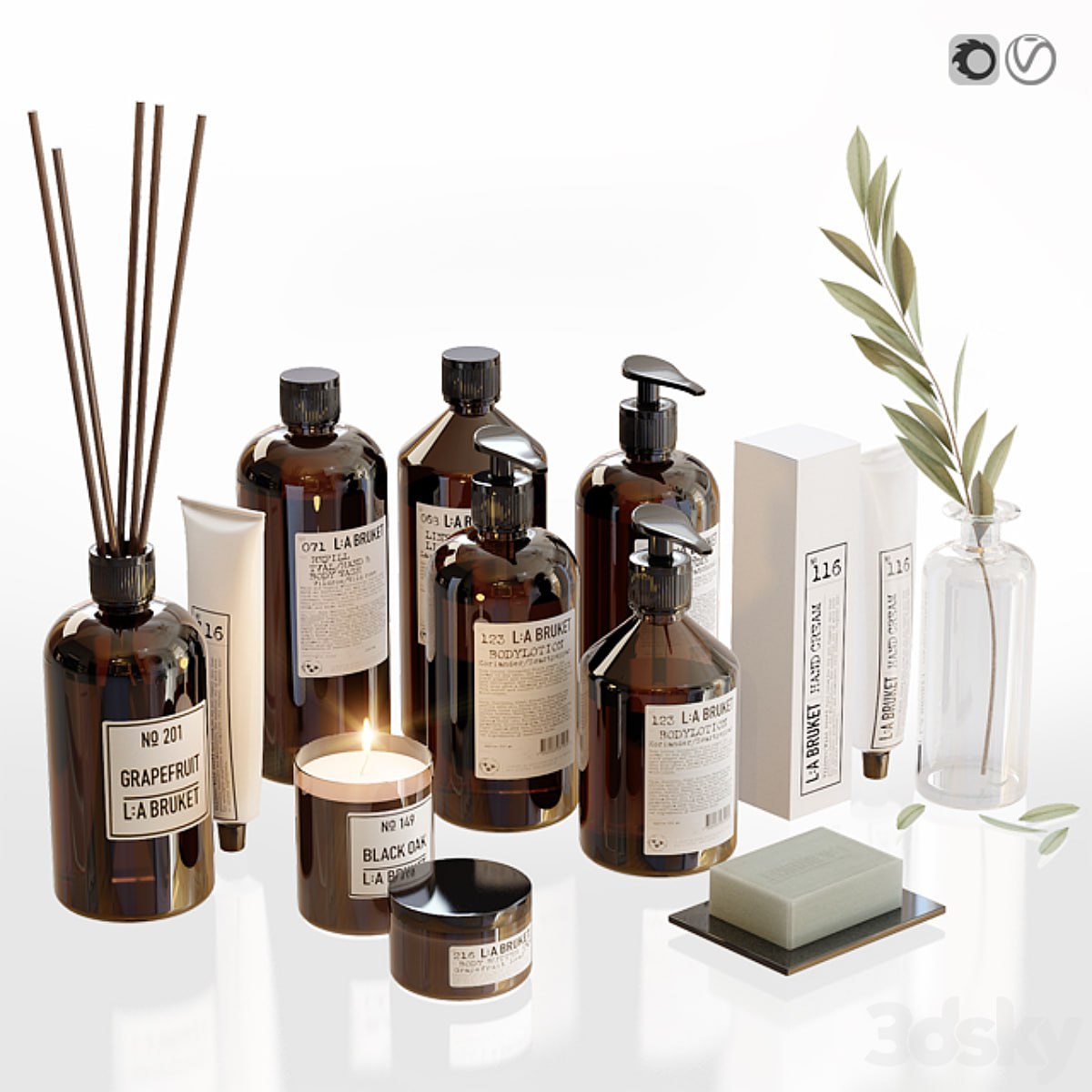 LA Bruket decor set for bathroom