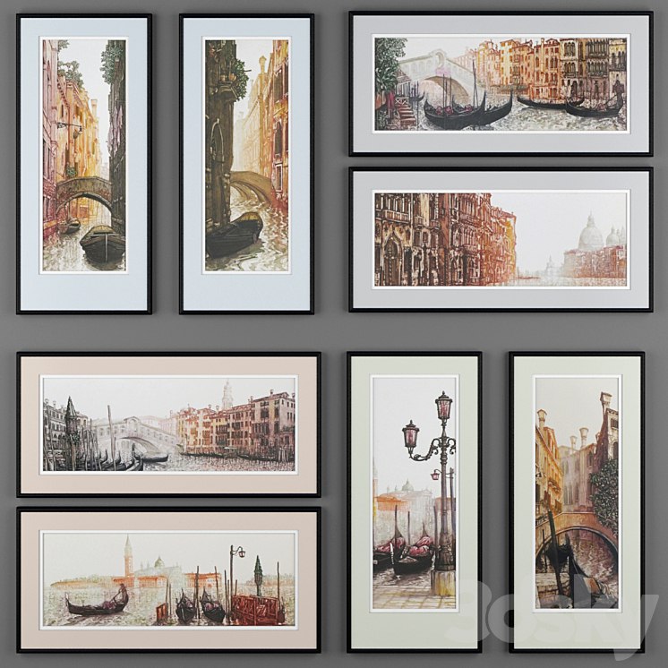 A set of paintings depicting Venice from Ugo Baracco