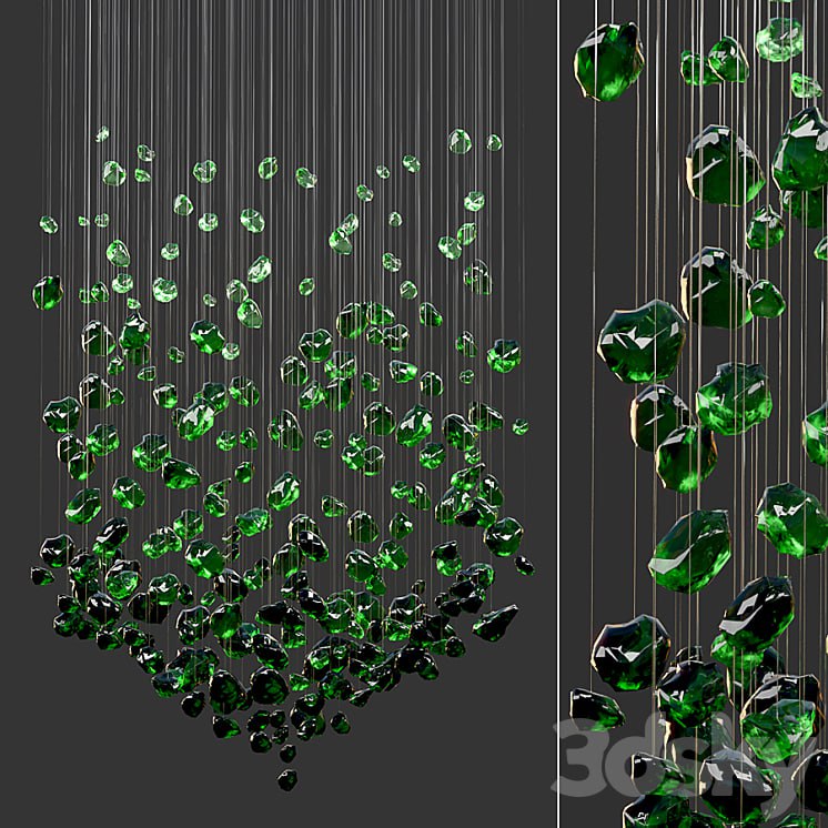 Green Gemstone Chandelier (V shape)