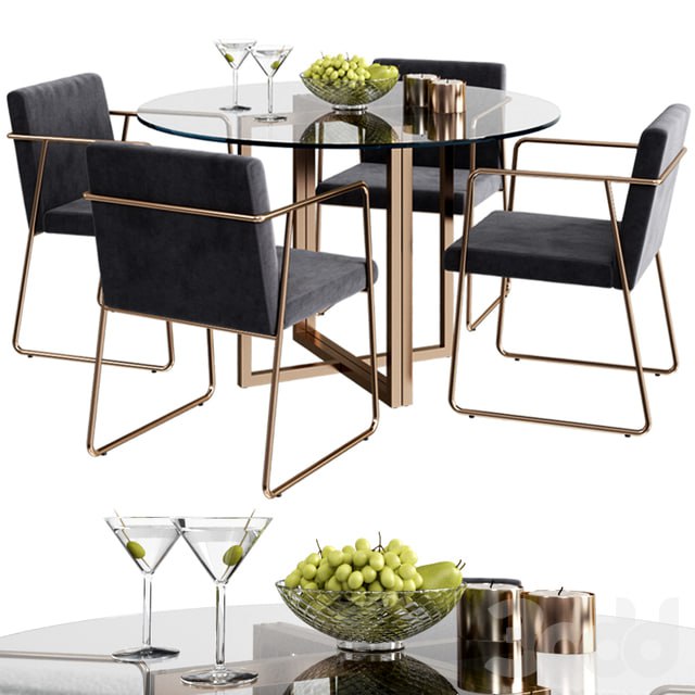 CB2 rouka chair & round dining table