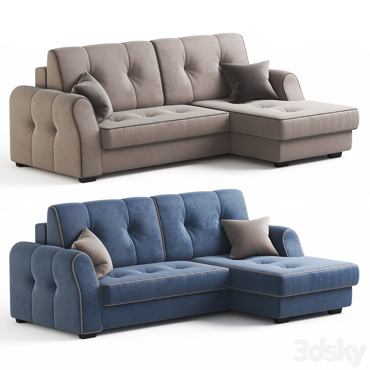 Corner sofa bed Oscar from Hoff. Beige and blue upholstery options