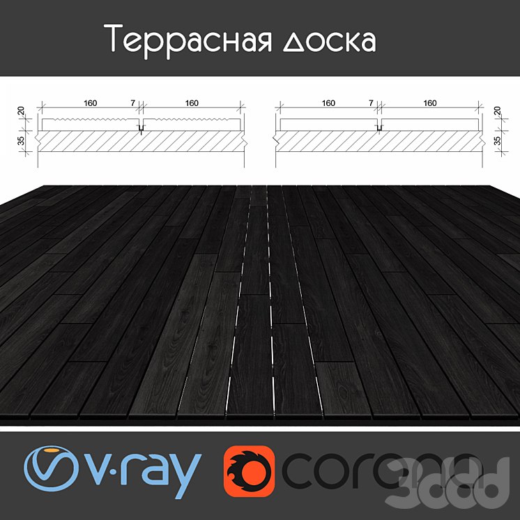 Decking on logs, 4 species, black