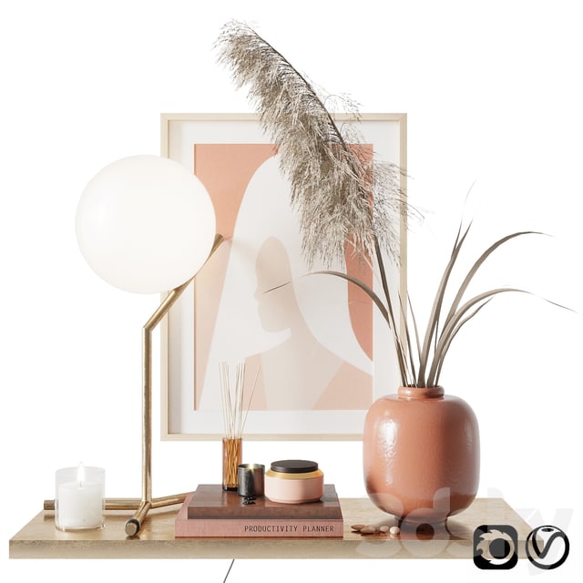 Decorative set with pampas grass