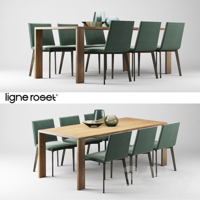 Ligne Roset Table Allen and Chair Mogador