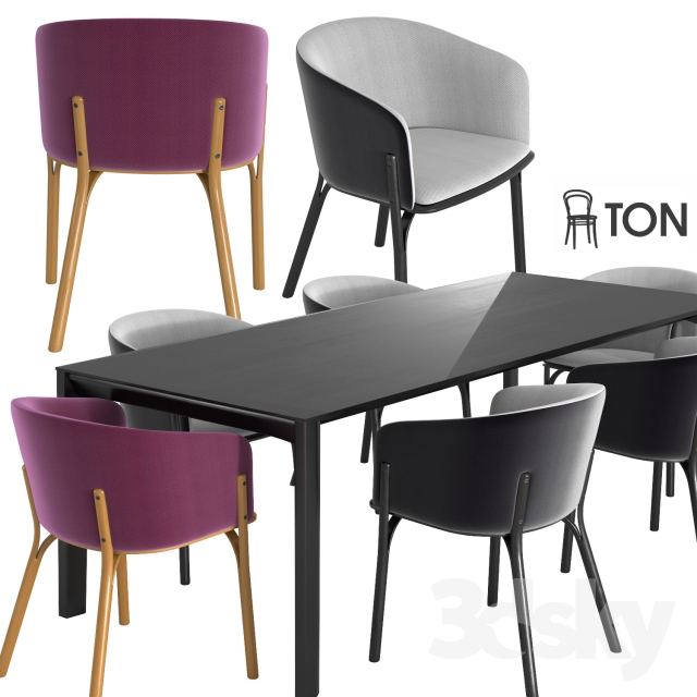 Ton armchair split, table trapez