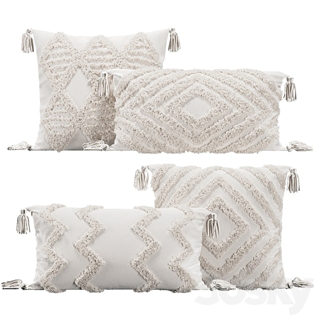 Pillows with fur geometric patterns