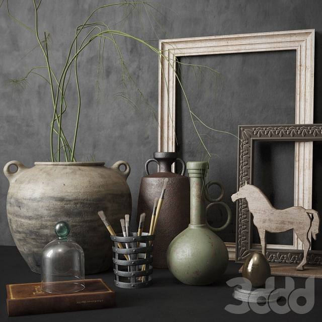 Decorative set with vases