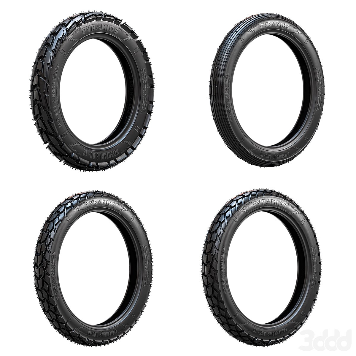 Bike tire tread Pyramids - set 1