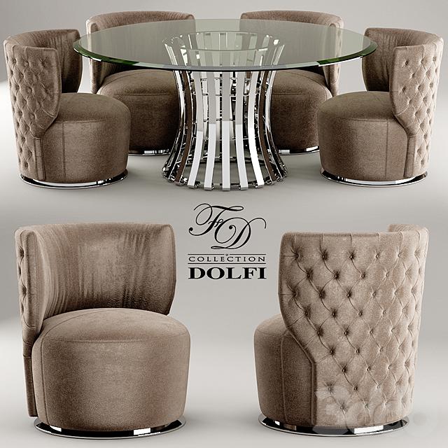 Table and chair sedia capitonne girevole dolfi