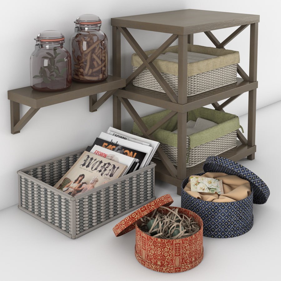 baskets, jars and boxes