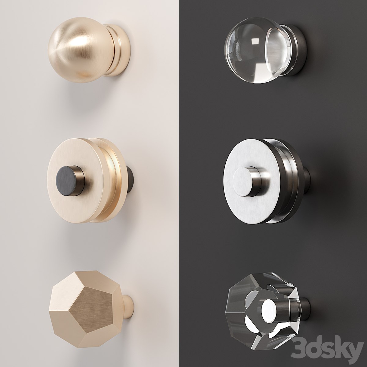 A set of furniture handles (buttons)