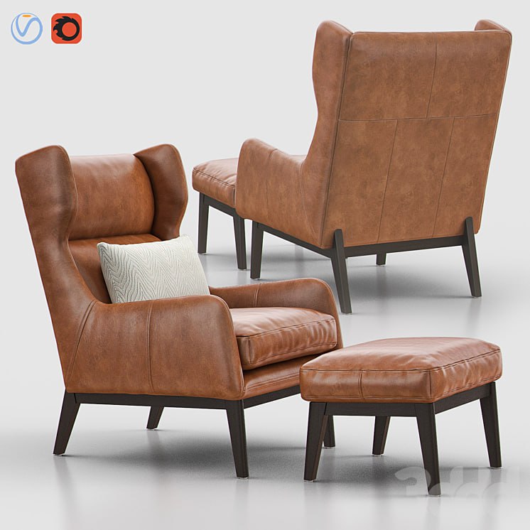 Ryder Leather Chair with Ottoman