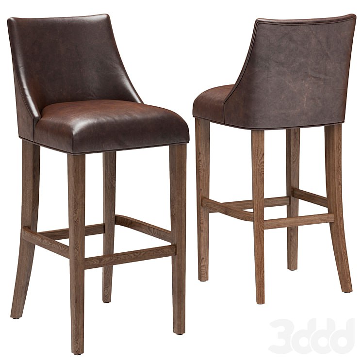 Restoration Hardware Ella Leather Armless Stool #