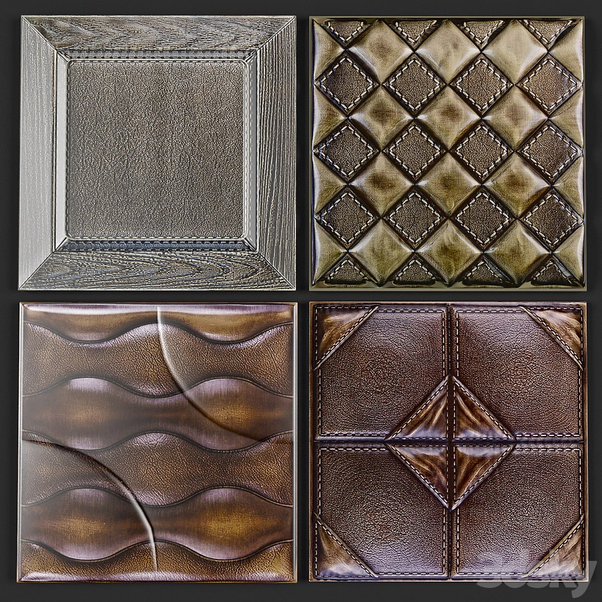Decorative leather 3D panel