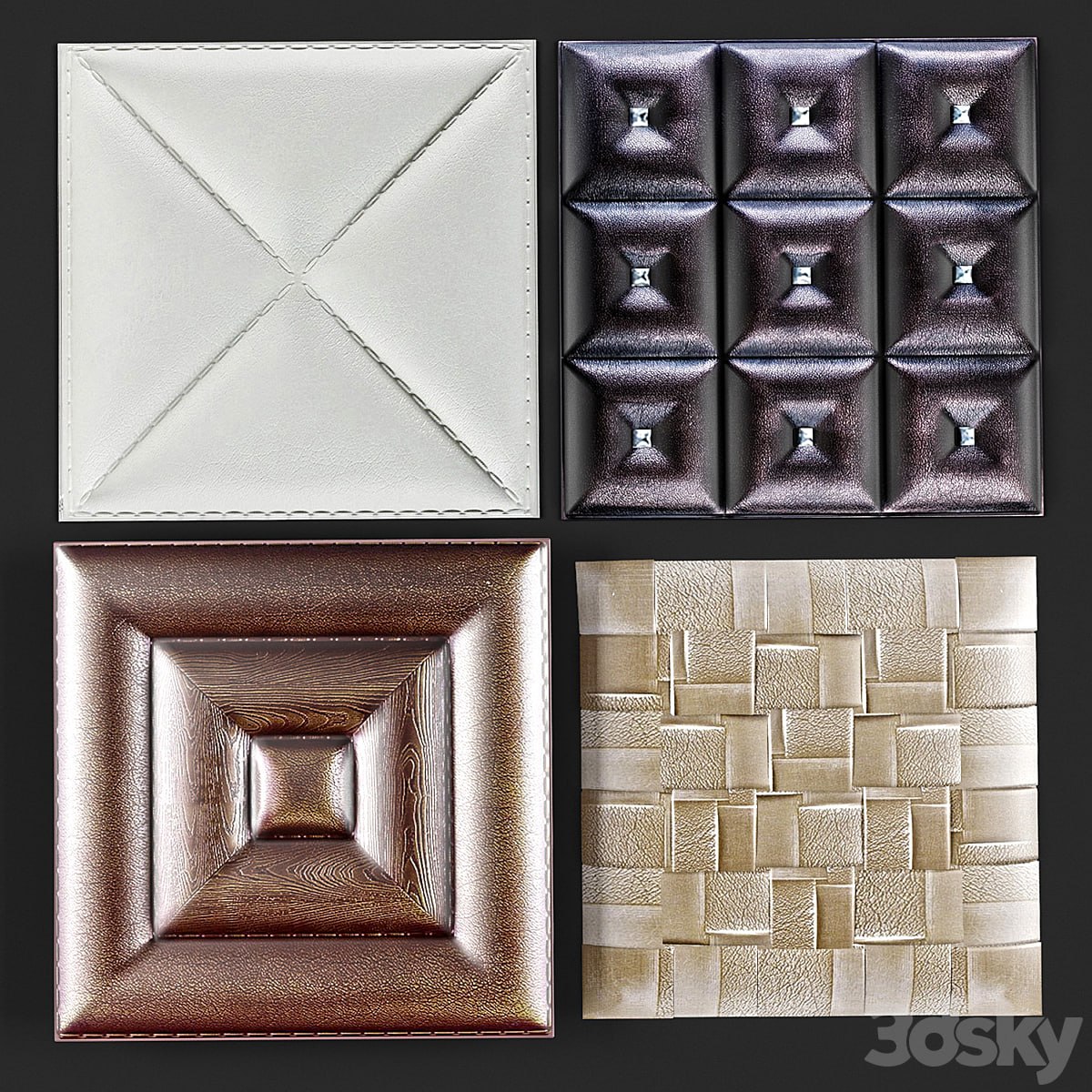 Decorative leather 3D panel