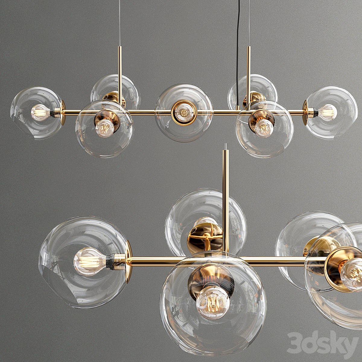 Staggered Glass Chandelier - 8-Light