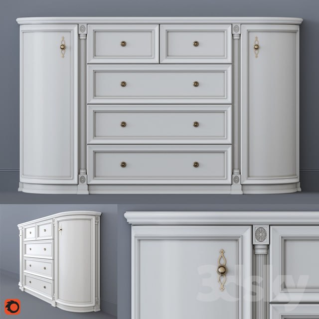 White chest of drawers .