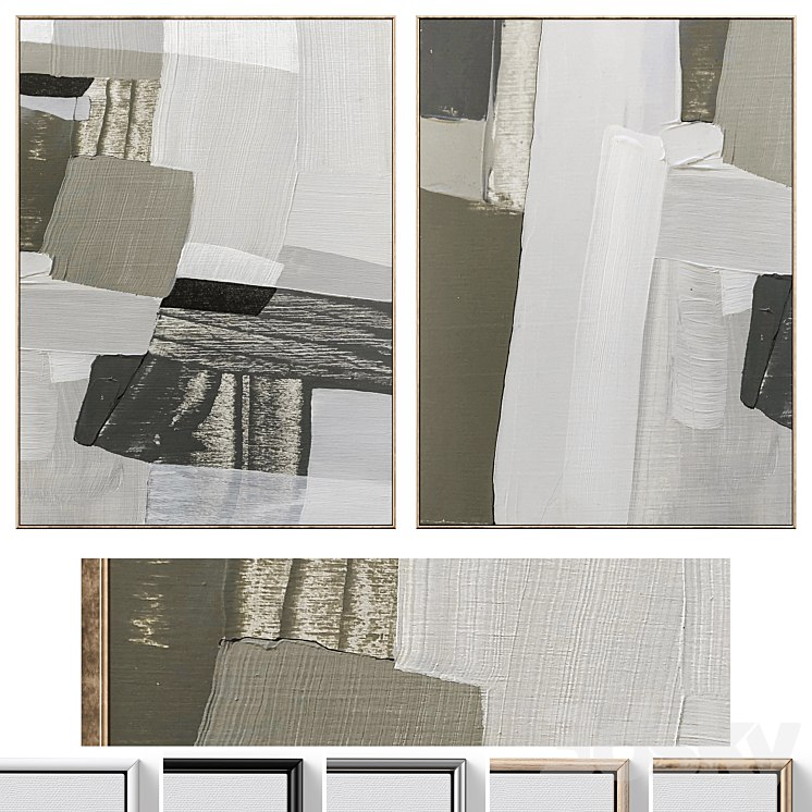 Large Mid-Century Abstract Neutral Wall Art C-674