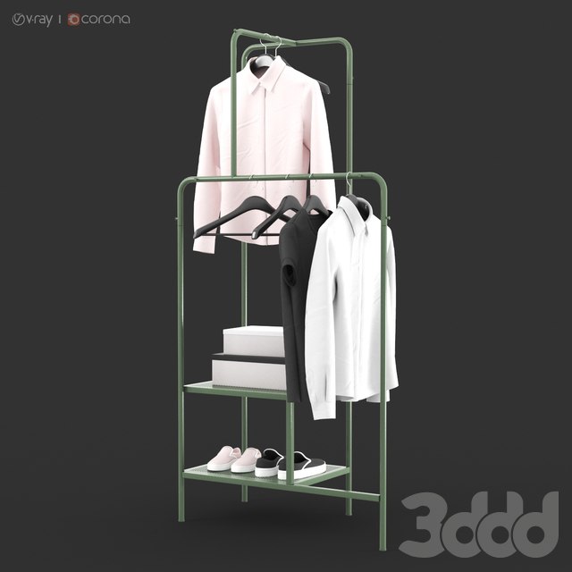 IKEA NIKKEBY Clothes rack, gray-green and red colors