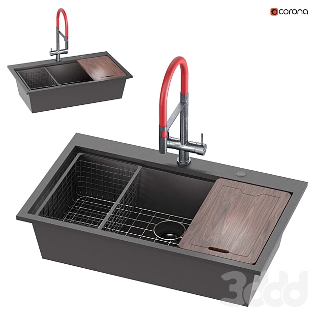 Doirteal 33 inch Drop in Black Farmhouse Sink