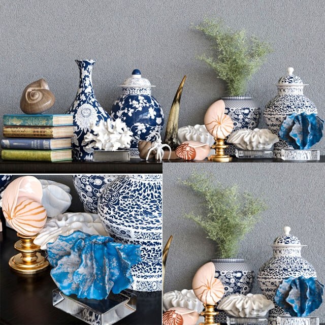 Decorative set of vases with porcelain so coral 24