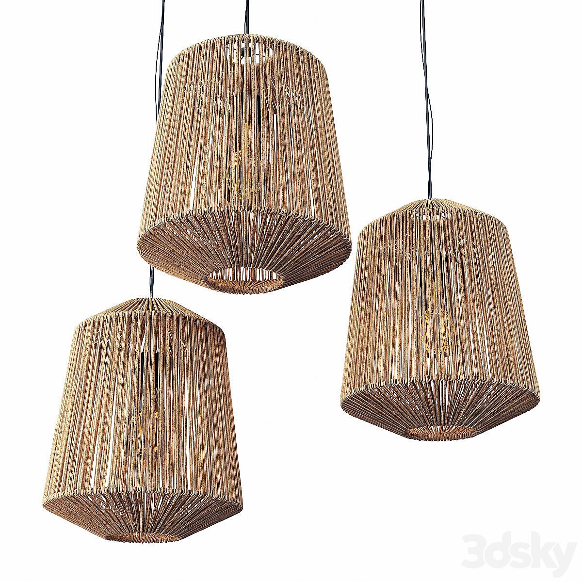 Lamp wood rotang wicker barrel / Lamp wicker rattan barrel