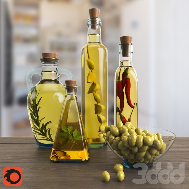 Decorative set of bottled oil