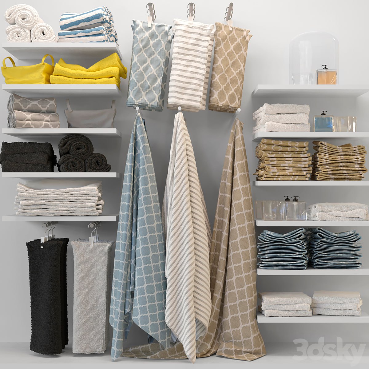 Set of towels and bathroom accessories