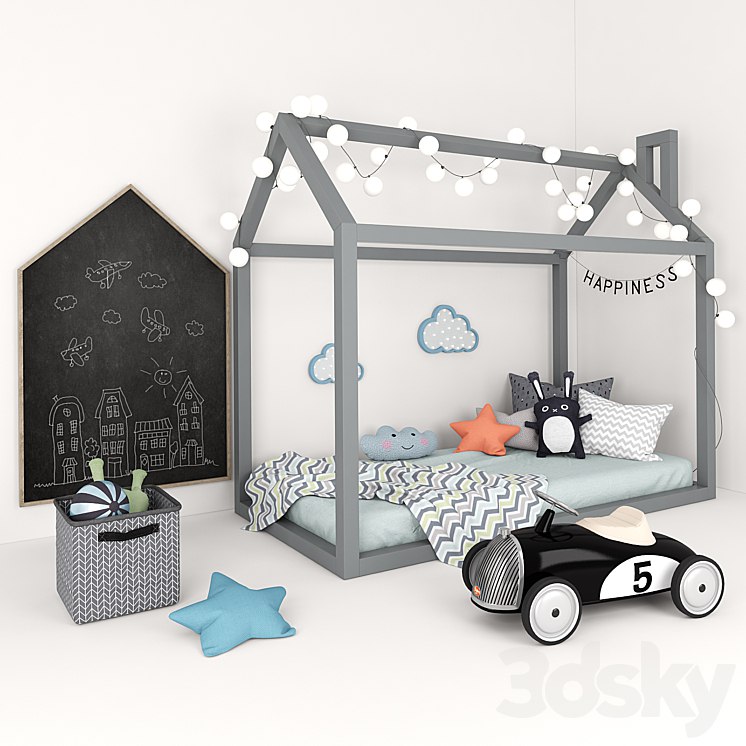 Bed-house with a set of accessories for children