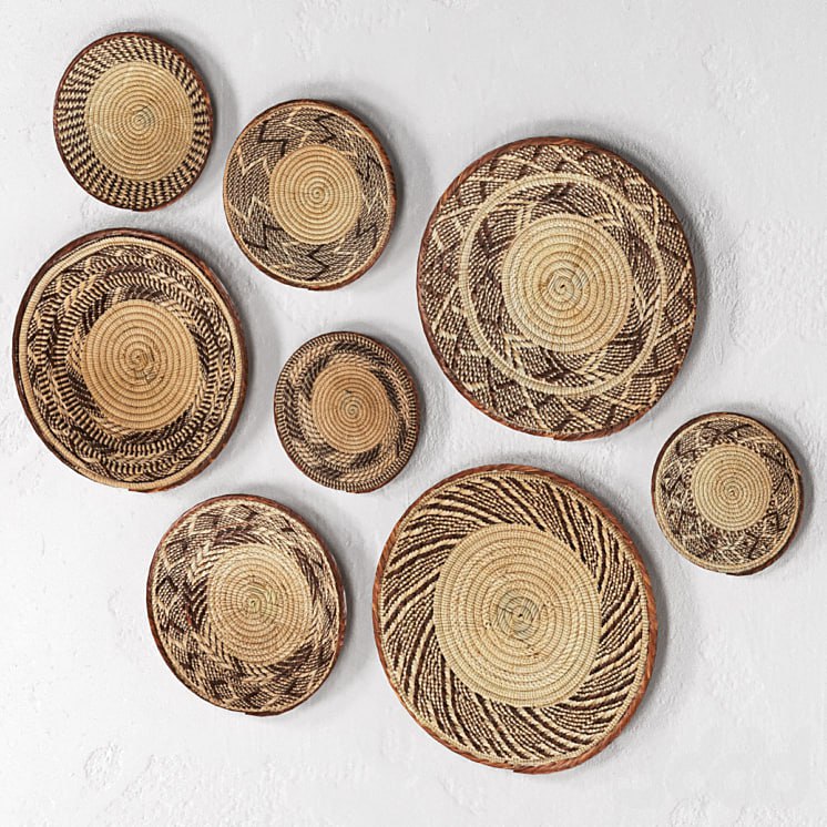 Wicker African wall baskets
