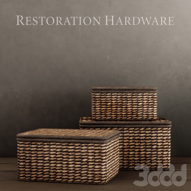 RH / SEAGRASS STORAGE BOXES CHOCOLATE