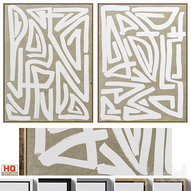 Large Mid-Century Abstract Neutral Wall Art C-446