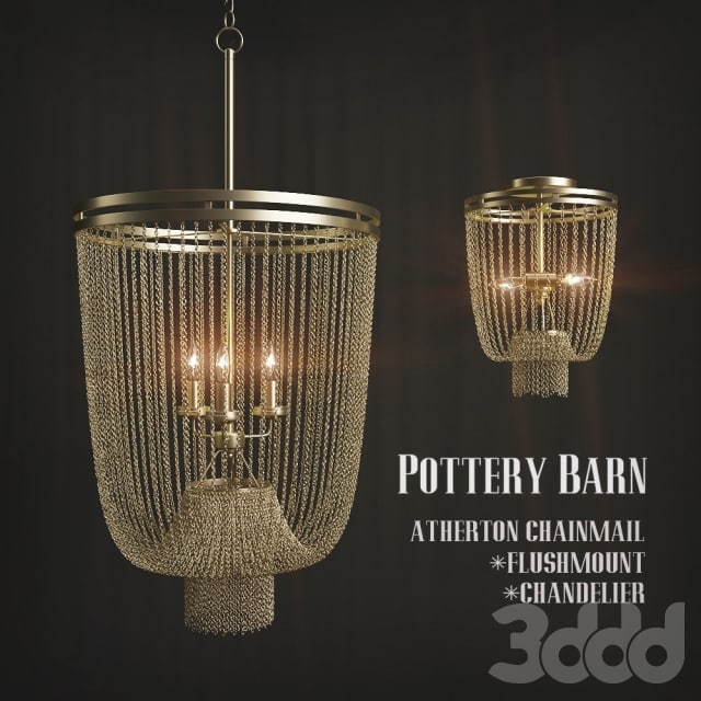 Chandeliers POTTERY BARN ATHERTON CHAINMAIL FLUSHMOUNT / CHANDELIER barn