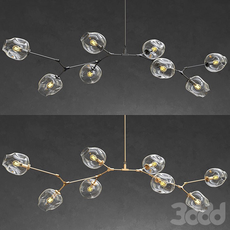 Branching bubble 8 lamps - Gold and Black metal