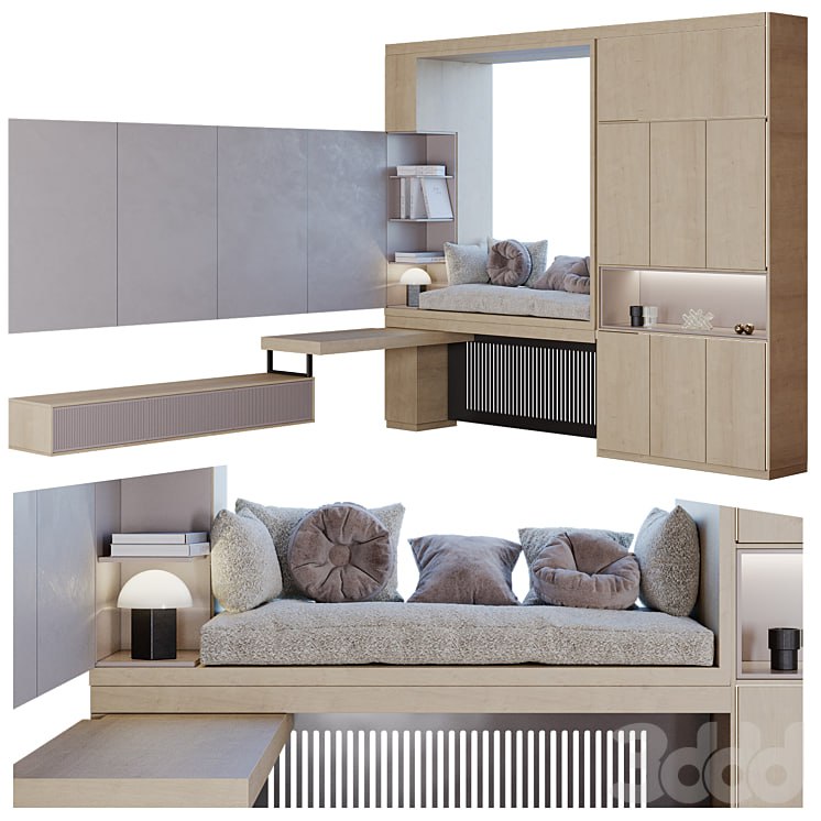 Cabinet furniture for the window and TV area