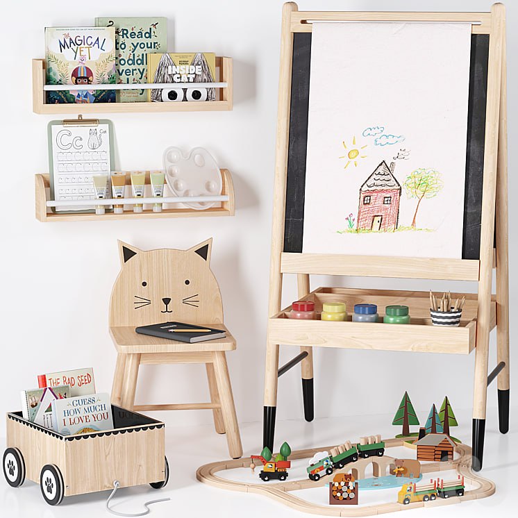 Crate and Barrel Wooden Art Easel ,Toy and Decor for Kids